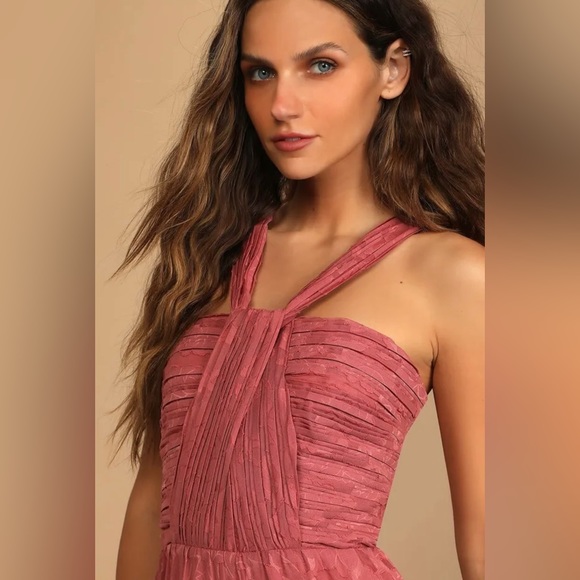 NWT Lovely Celebration Rose Pink Floral Burnout Chiffon Jumpsuit size XS - Picture 3 of 3